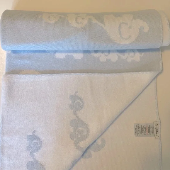 Kissy Kissy Blue Elephant Novelty Knit Blanket